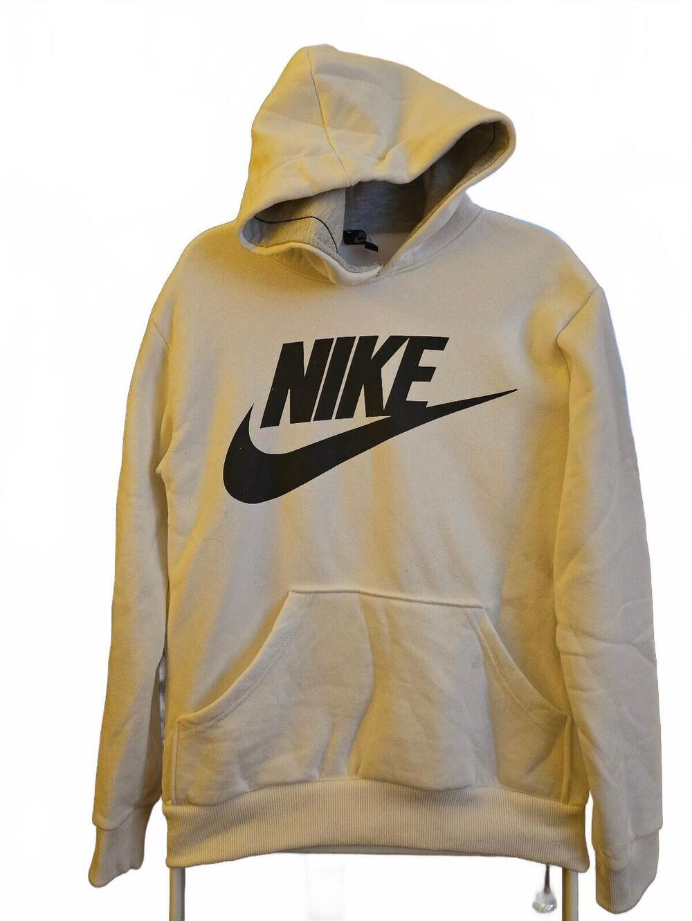 Nike Big Swoosh Logo Sweatshirt Hoodie Medium Mens Sportswear - white EUC